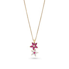 Ruby & Diamond Flower Pendant