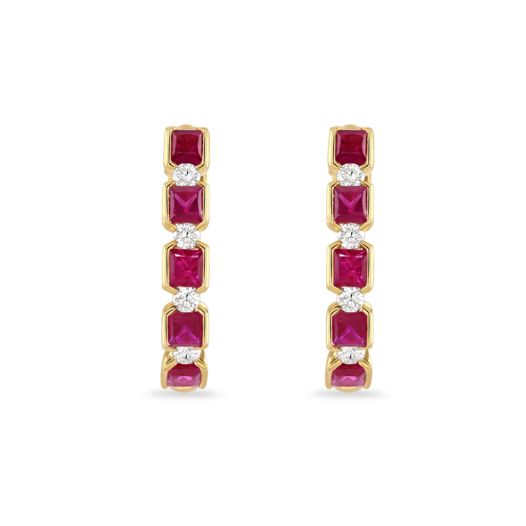 Ruby & Diamond Hoop Earrings