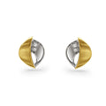 Satin Gold & Diamond Stud Earrings