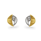 Satin Gold & Diamond Stud Earrings