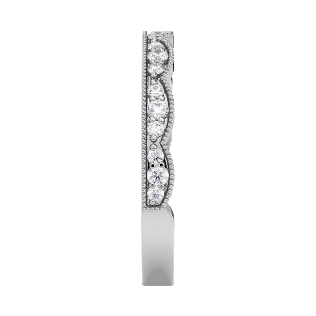 Scalloped Edge Diamond Wedding Ring