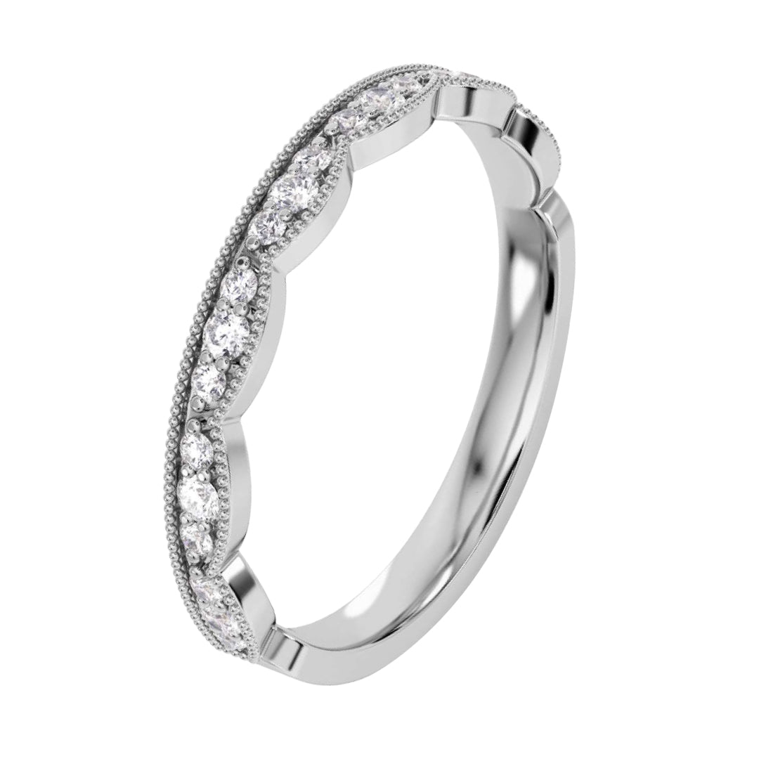 Scalloped Edge Diamond Wedding Ring