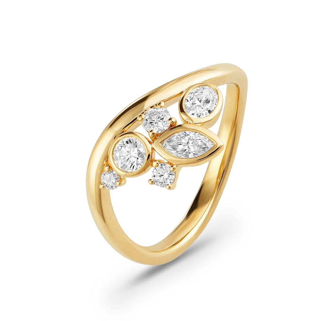 Sculpted Diamond Scatter Ring