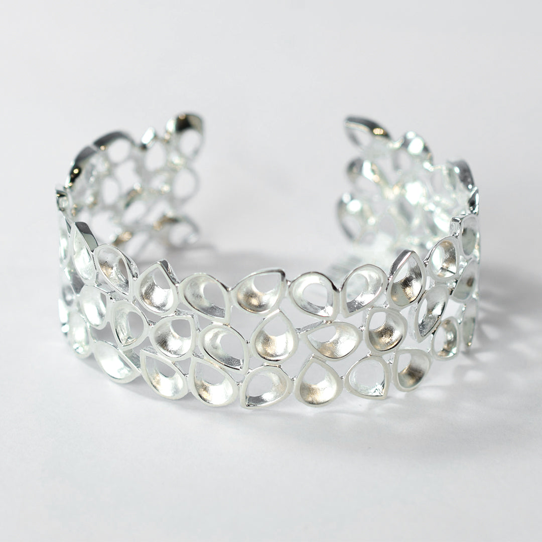 Silver Teardrops Cuff Bangle
