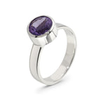 Silver Amethyst Bezel Set Ring