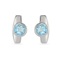 Silver Blue Topaz Bar Stud Earrings