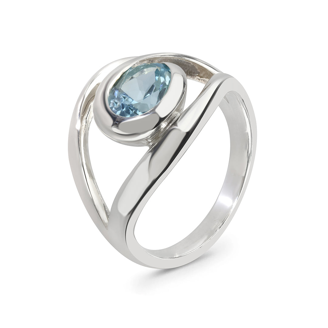 Silver Blue Topaz Dress Ring