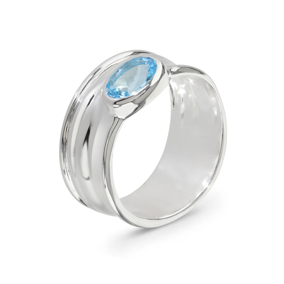 Silver Blue Topaz Statement Ring