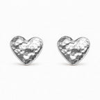 Textured Silver Heart Studs