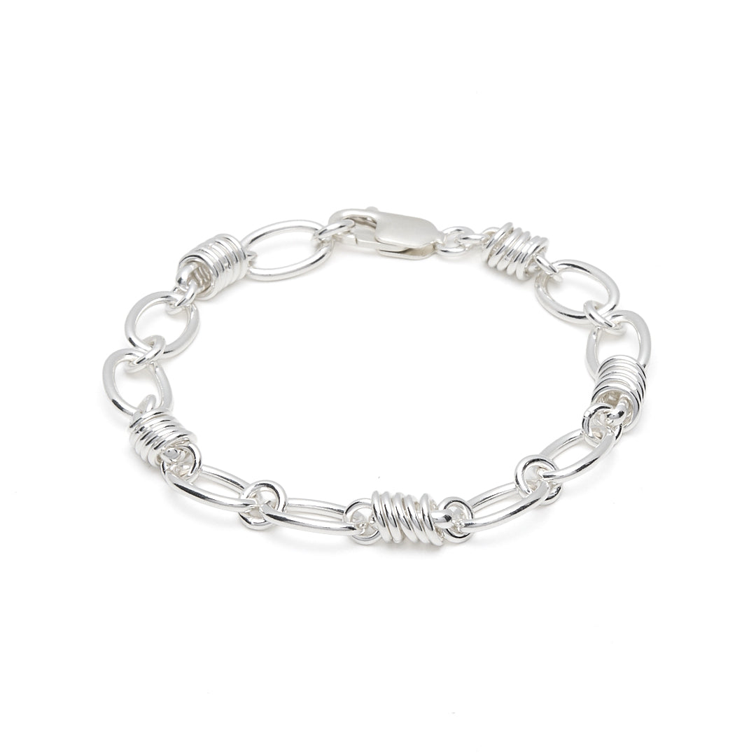 Silver Oval Link & Circles Bracelet