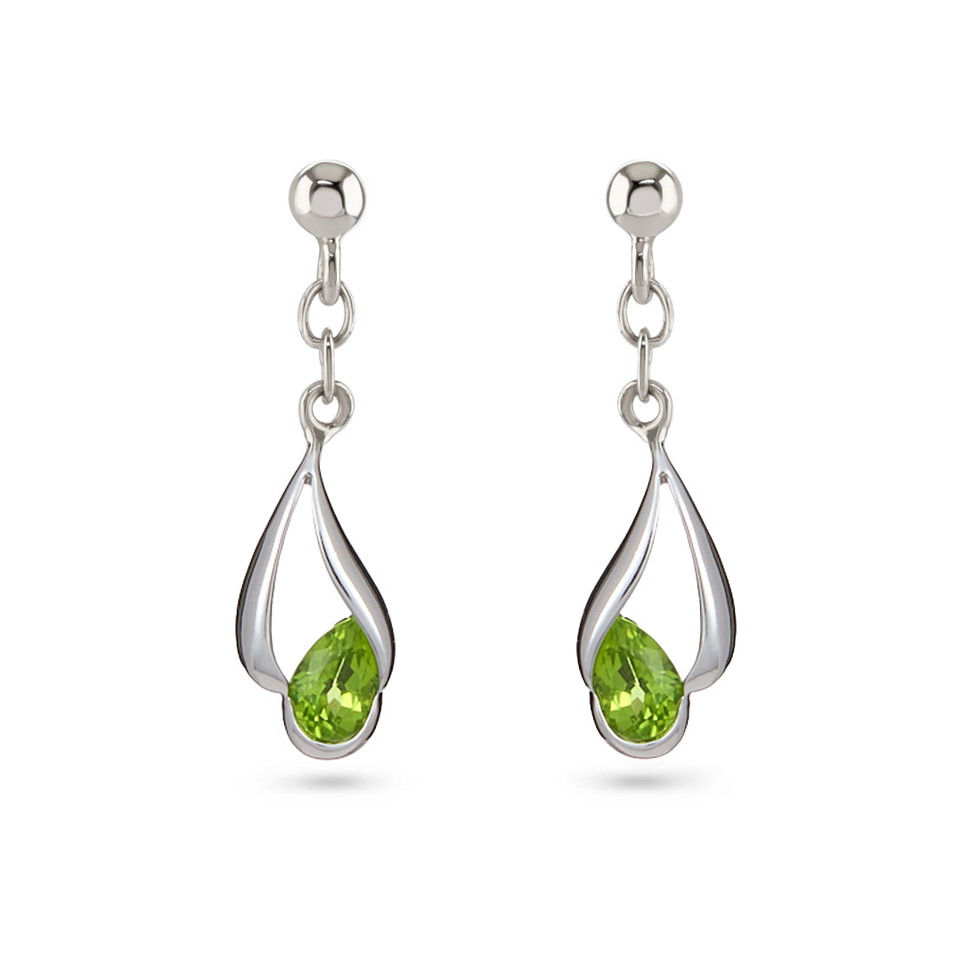 Silver Peridot Drop Earrings