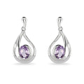 Silver Swirl Amethyst Drop Earrings