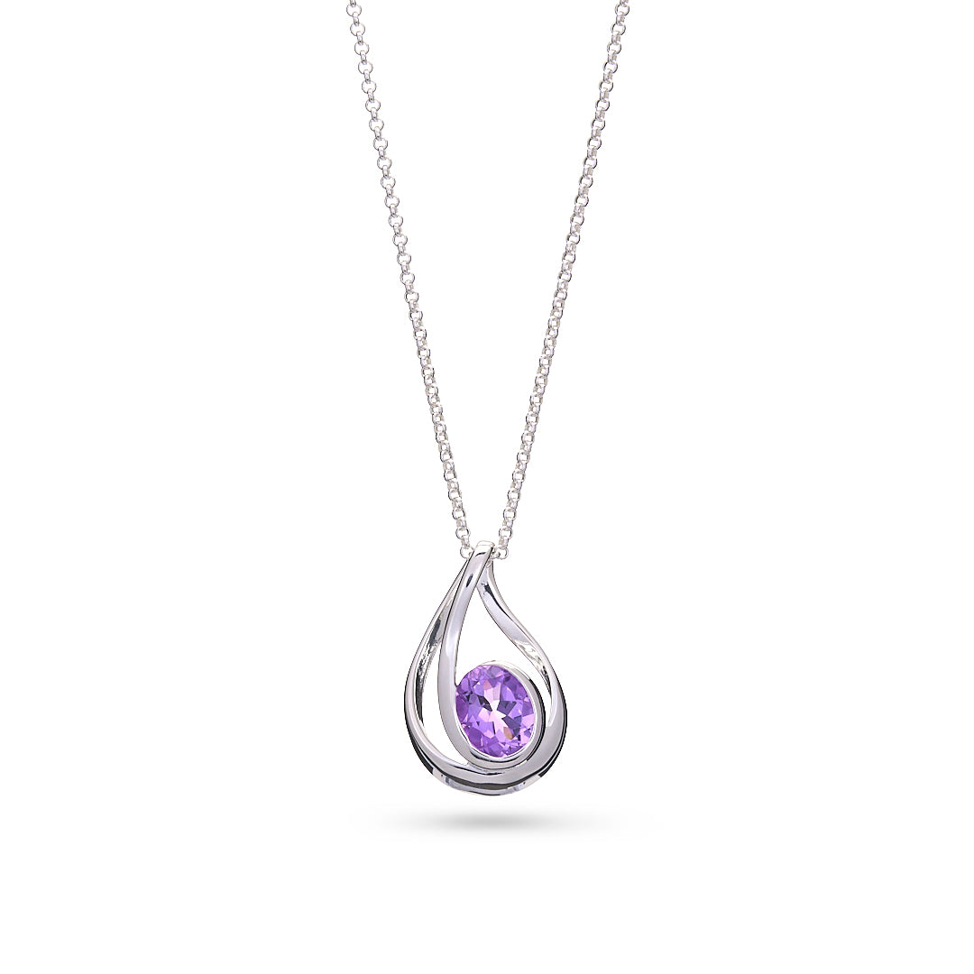 Silver Swirl Amethyst Pendant