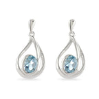Silver Swirl Blue Topaz Drop Earrings