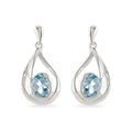 Silver Swirl Blue Topaz Drop Earrings