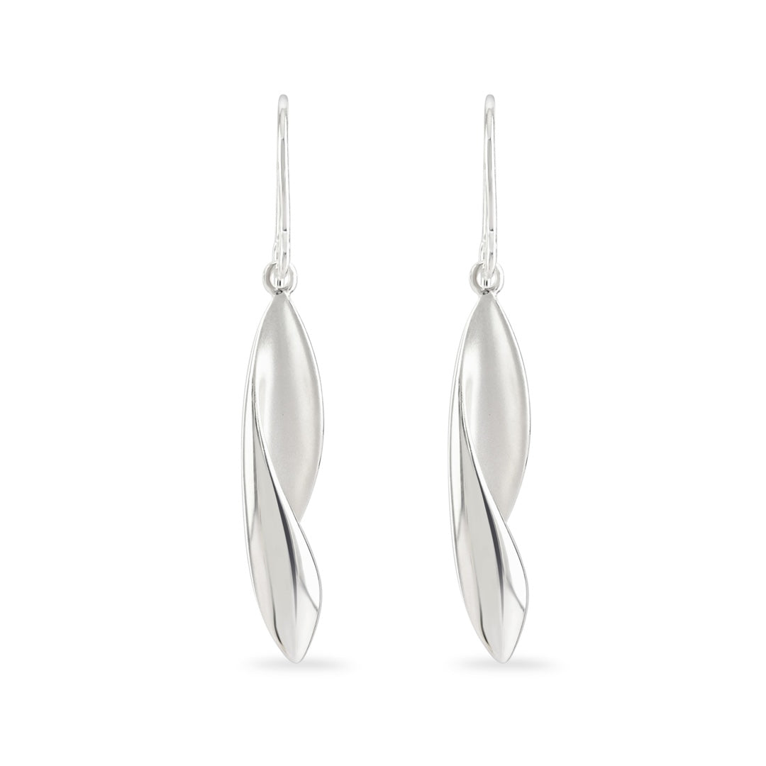 Silver Wave Drop Earrings