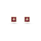 Square Ruby Stud Earrings