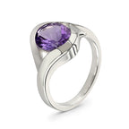 Sterling Silver Oval Amethyst Ring