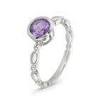 Sterling Silver Round Amethyst Ring