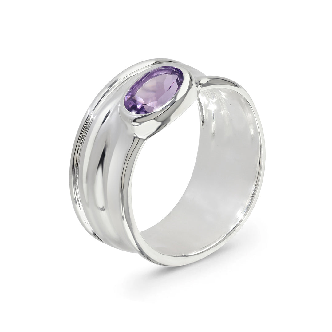 Silver Amethyst Statement Ring