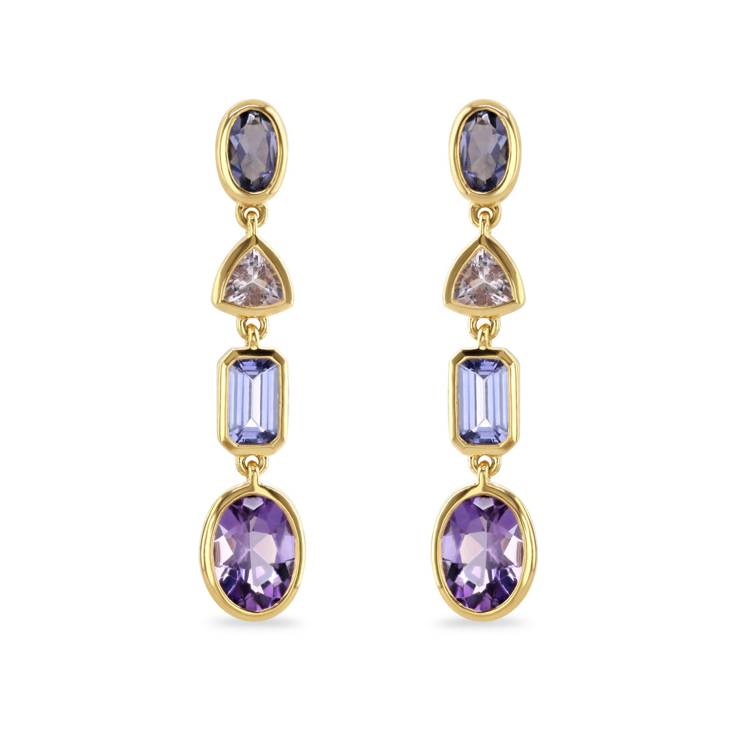 Tanzanite, Amethyst & Iolite Earrings