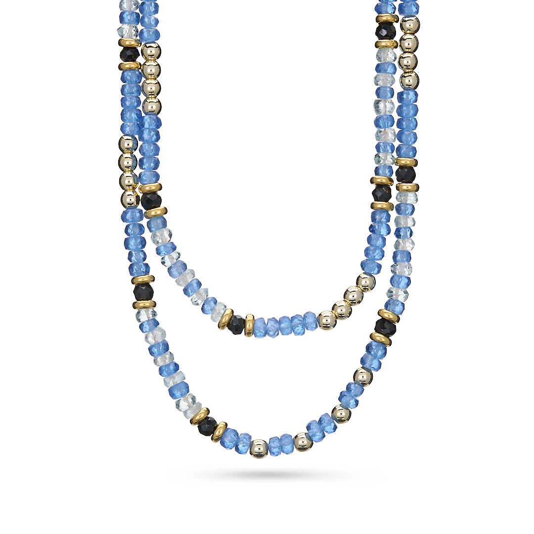 Tanzanite & Gold Tone Beaded Necklace
