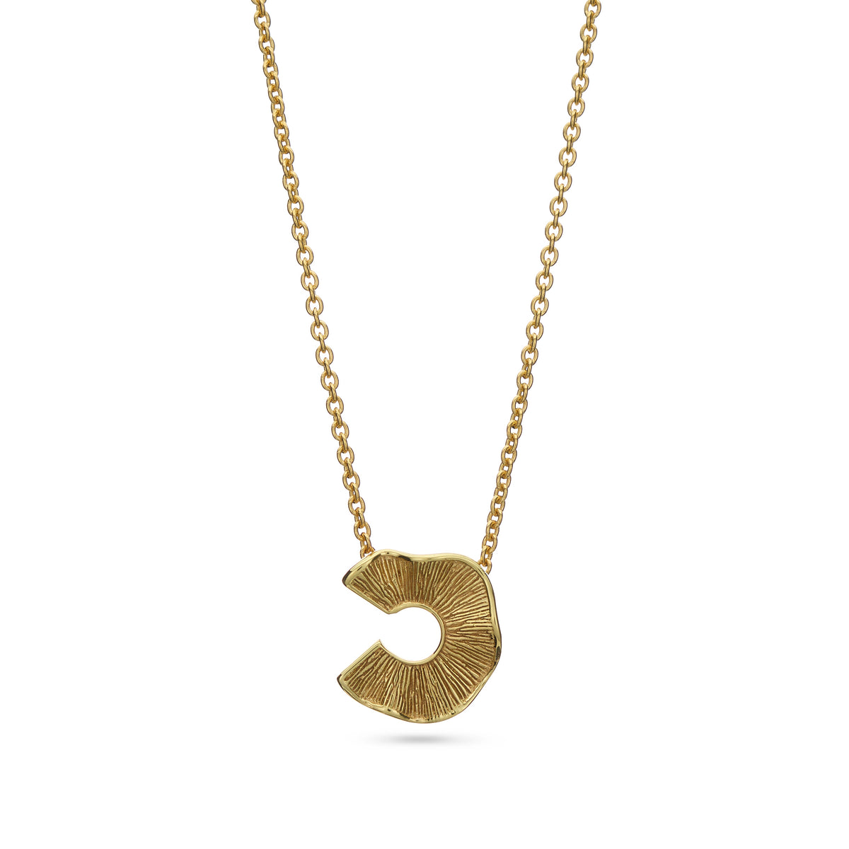 Textured Gold-Plated Crescent Pendant