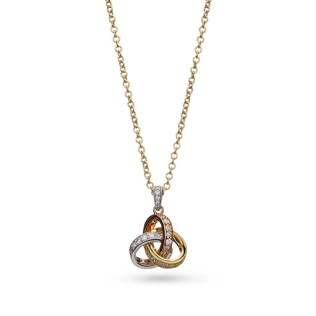 Tri-Colour Diamond Knot Pendant