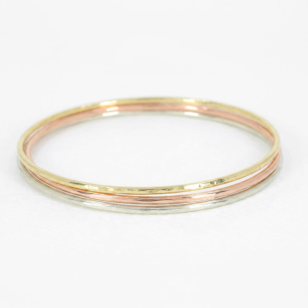 Tri-Colour Gold Triple Bangle