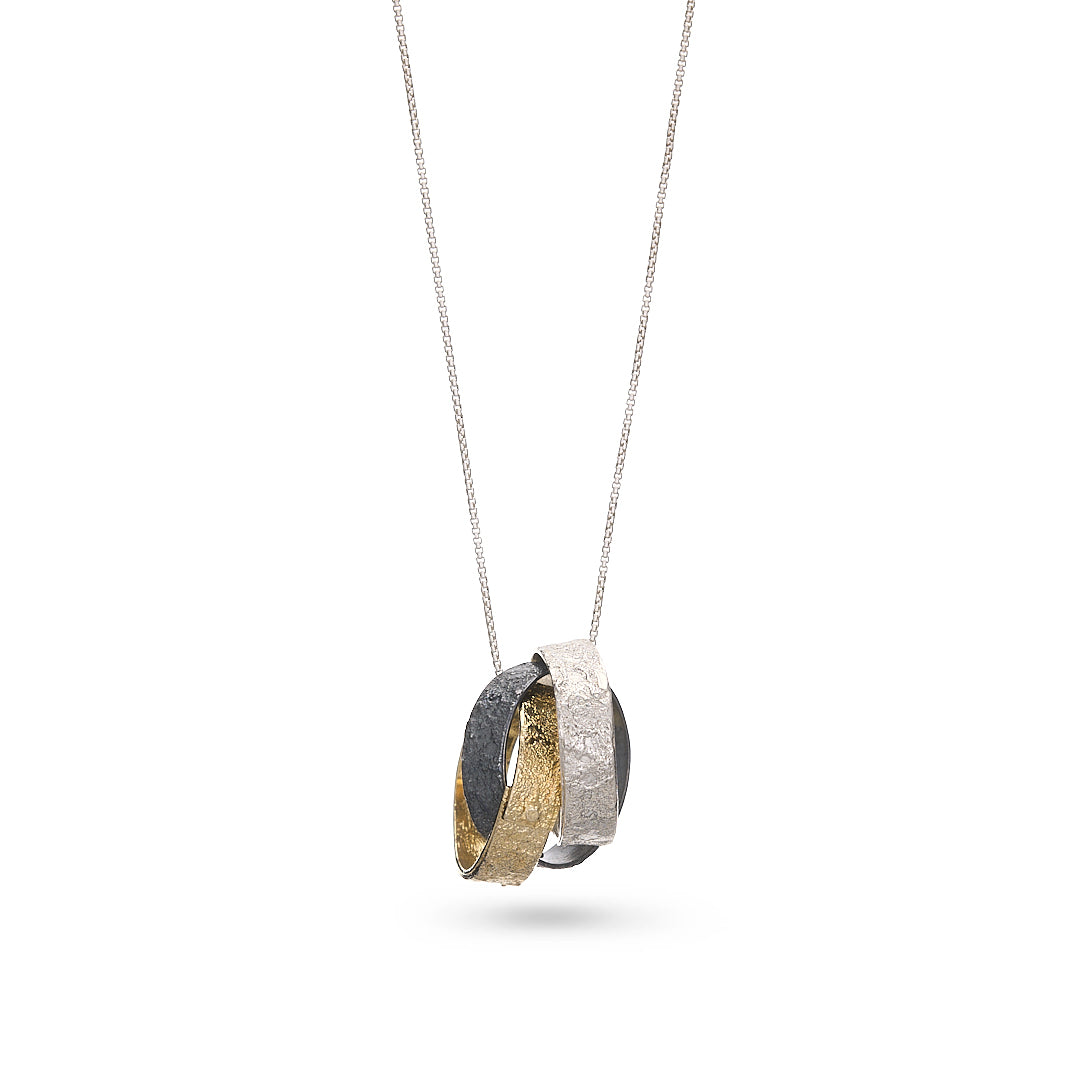 Tri-Colour Silver Circles Necklace