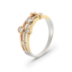 Tri-Gold Diamond Bubble Ring
