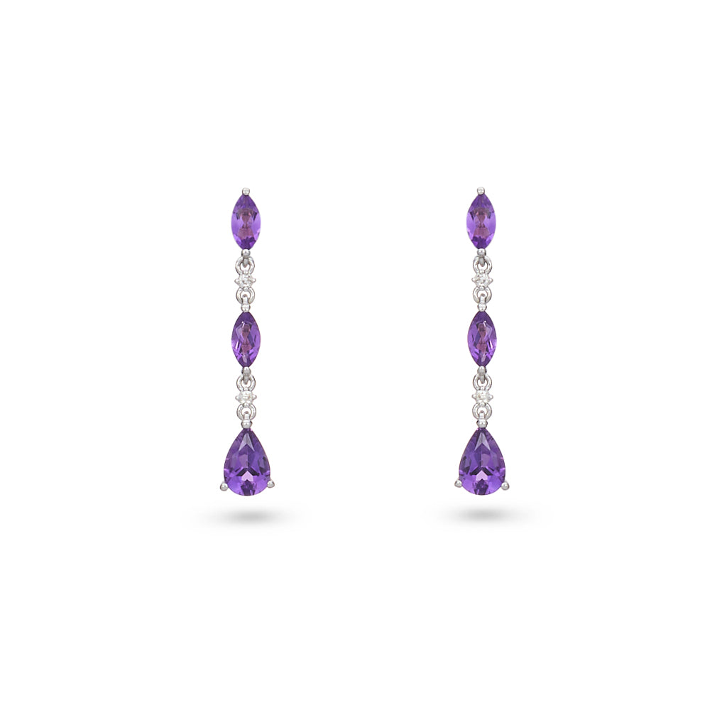 Triple Amethyst Drop Earrings