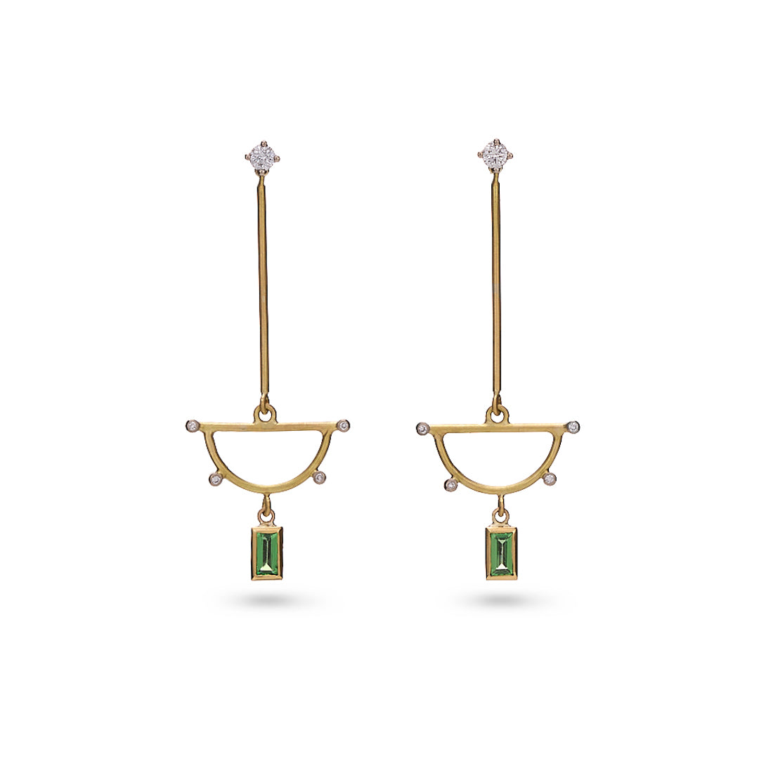 Tsavorite Garnet & Diamond Drop Earrings