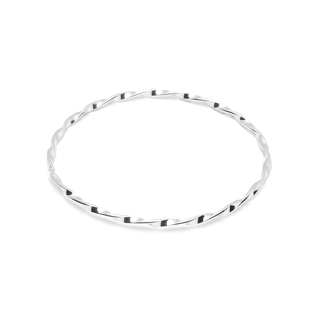 Twisted Silver Bangle