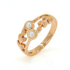 Pearl & Rose Gold Leaf Ring