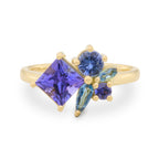 Tanzanite, Sapphire & Aquamarine Cluster Ring