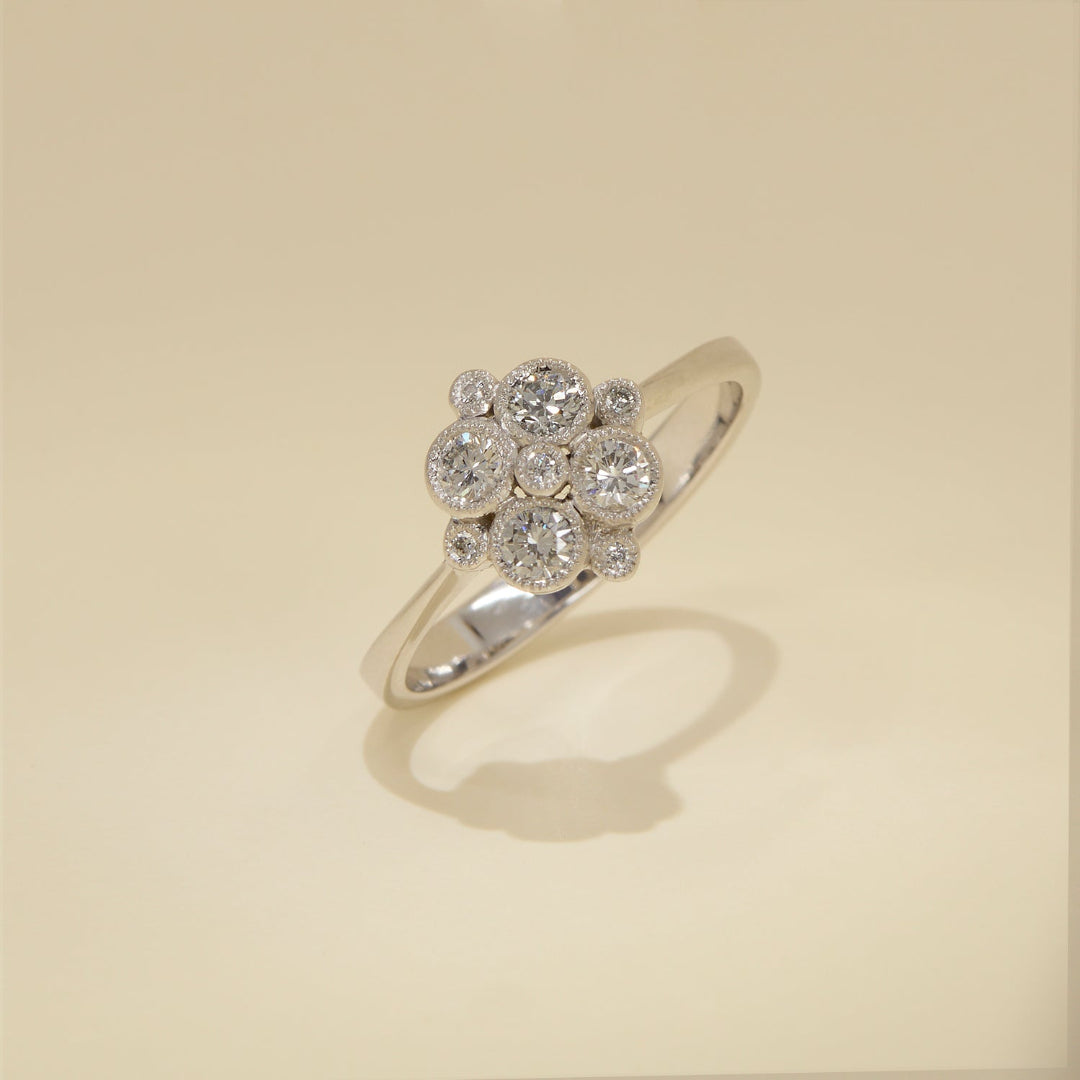 Vintage Style Diamond Cluster Ring