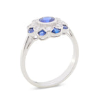 Vintage Inspired Sapphire Flower Ring