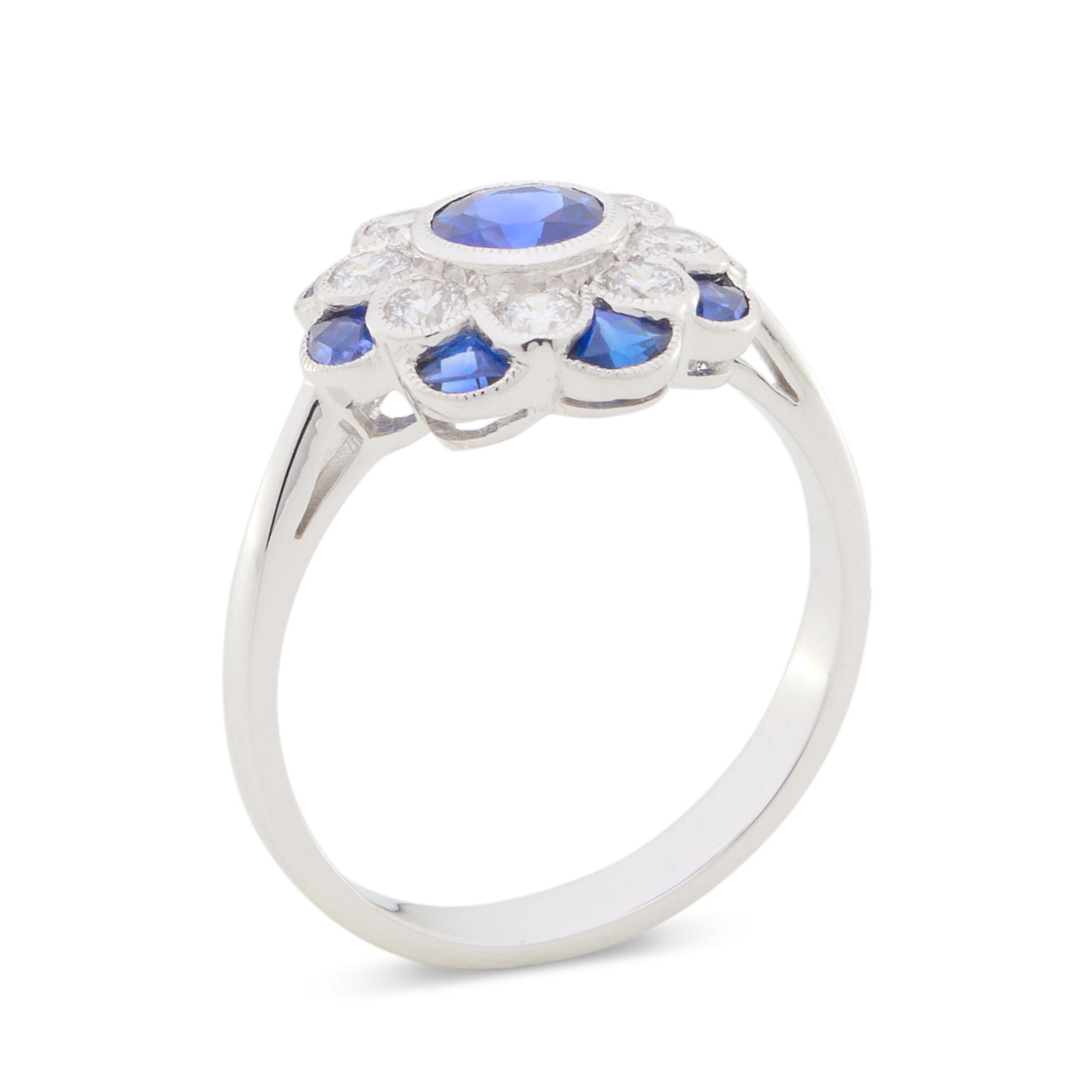 Vintage Inspired Sapphire Flower Ring