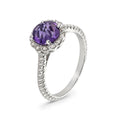 Vintage Style Amethyst & Diamond Halo Ring