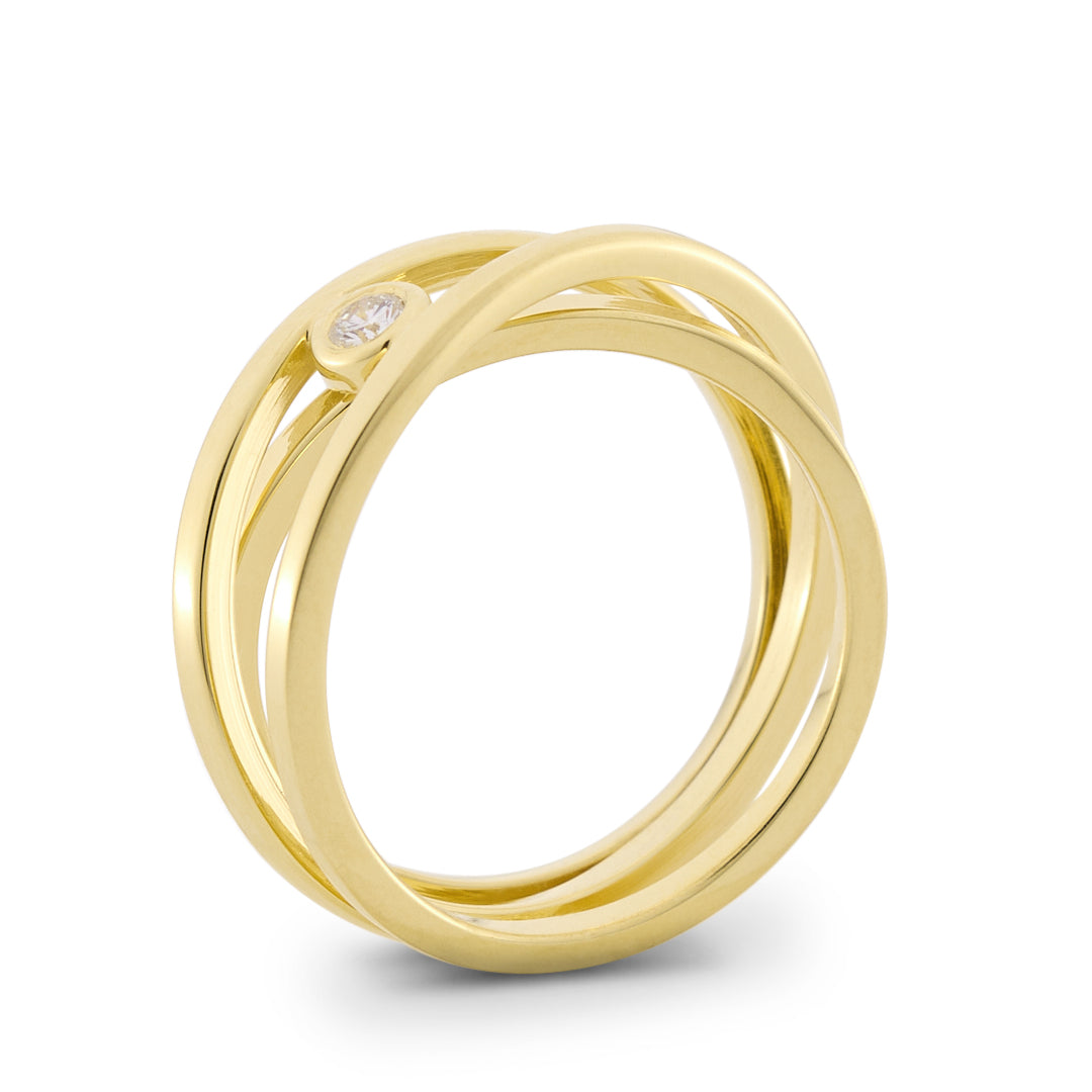 Wavey Three-Row Diamond Ring