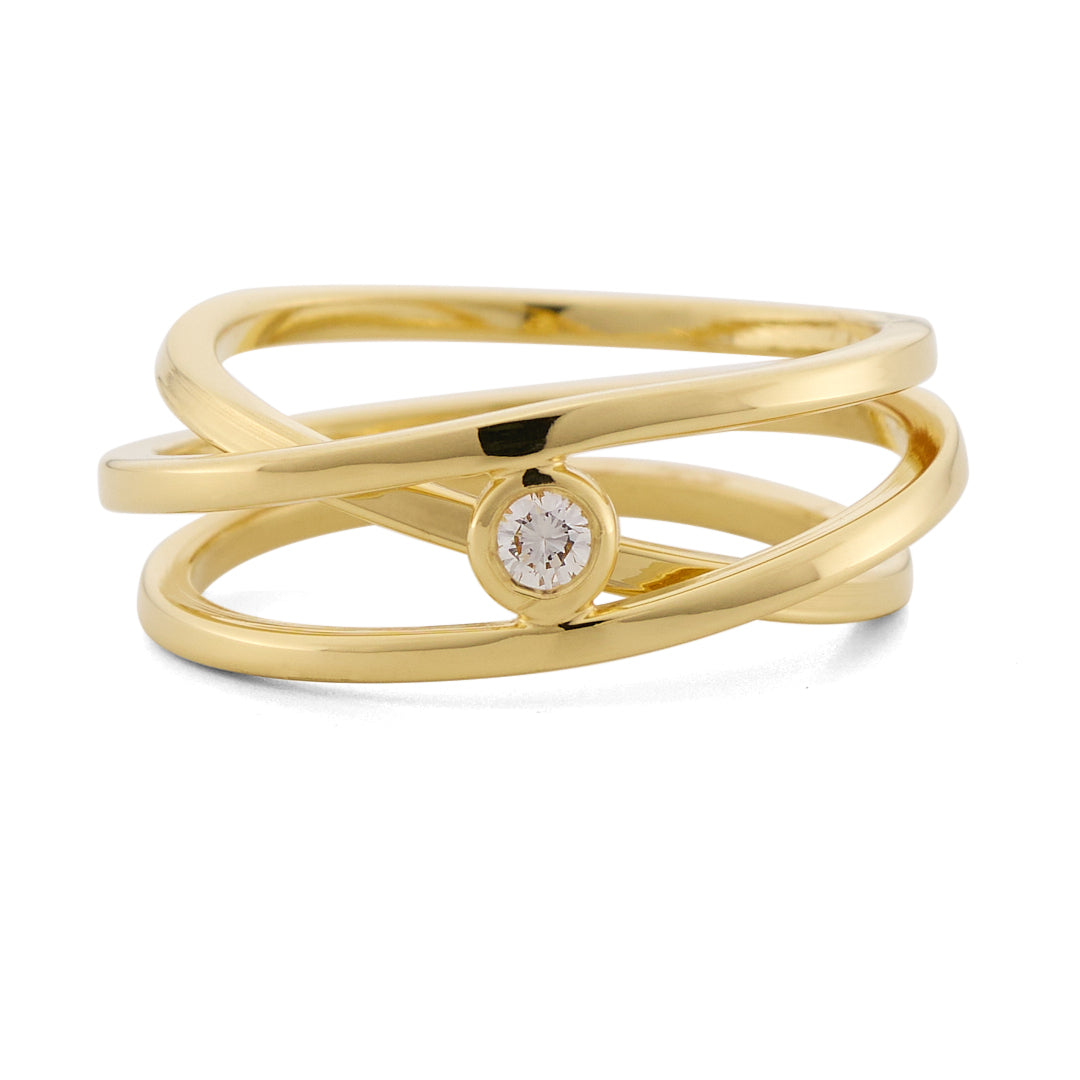 Wavey Three-Row Diamond Ring