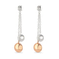 White & Rose Gold Double Drop Earrings