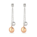 White & Rose Gold Double Drop Earrings