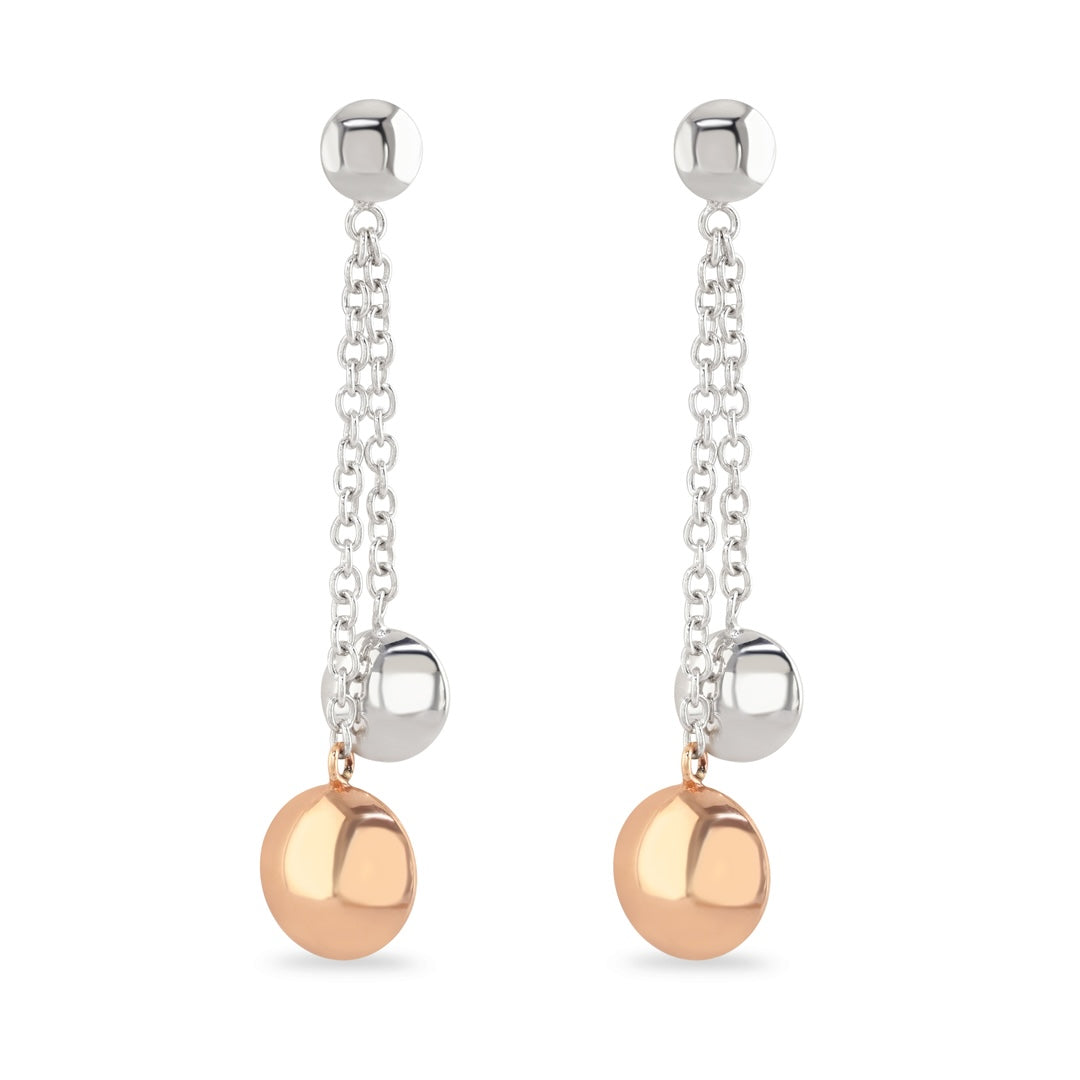 White & Rose Gold Double Drop Earrings