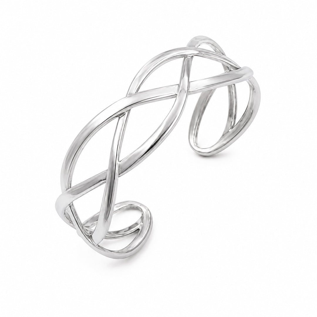 Woven Silver Cuff Bangle