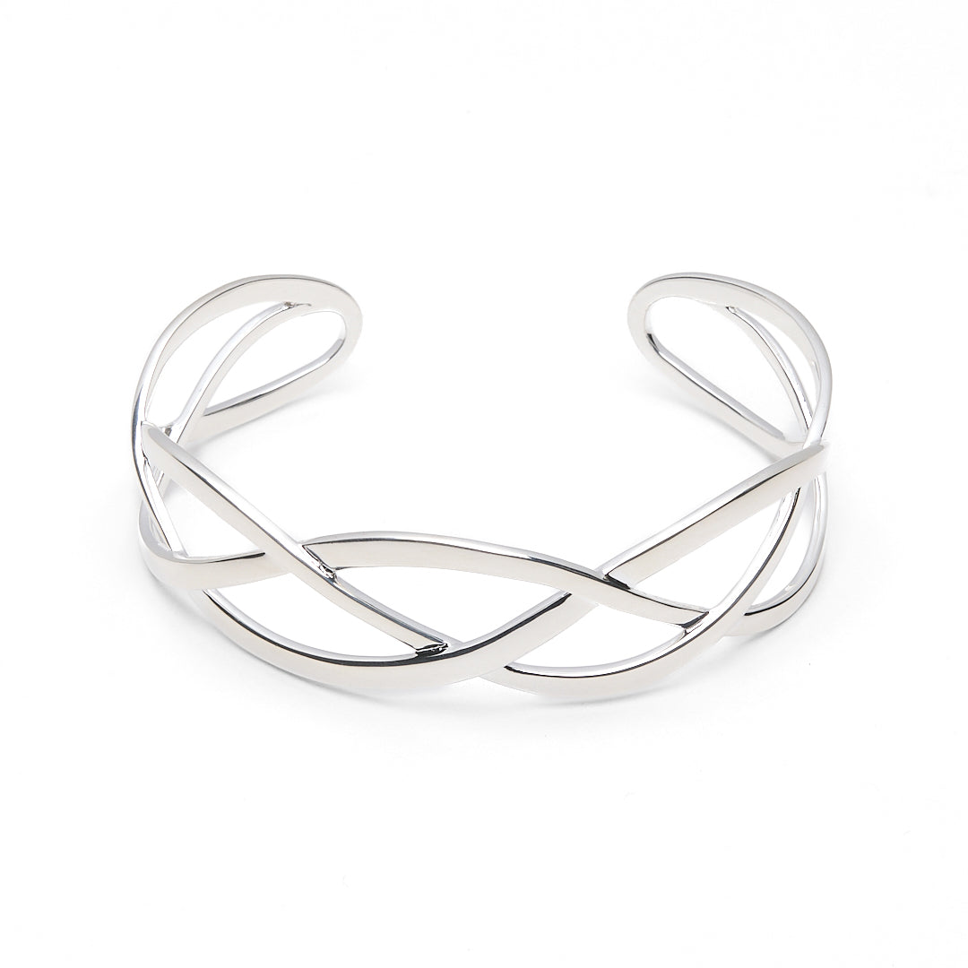 Woven Silver Cuff Bangle