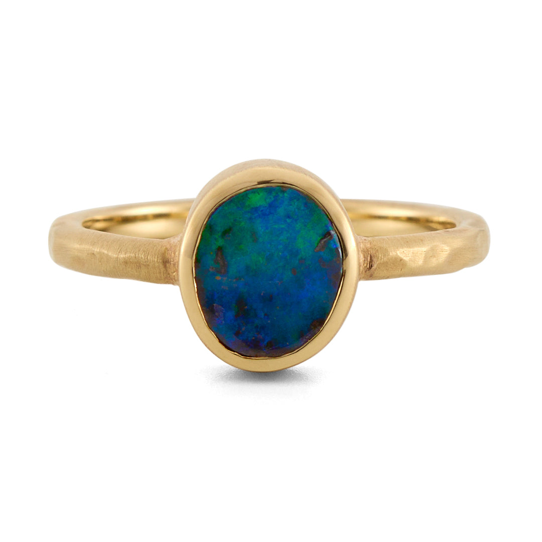 Yellow Gold Boulder Opal Ring