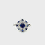 Vintage Inspired Sapphire Flower Ring