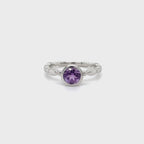 Sterling Silver Round Amethyst Ring